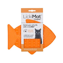 Load image into Gallery viewer, LickiMat Casper, Fish-Shaped Cat Slow Feeder Lick Mat Orange
