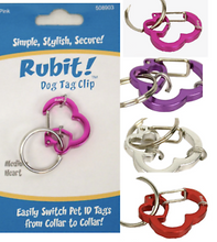 Load image into Gallery viewer, Rubit! Heart Shaped Aluminum Dog Tag Clip Small