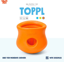 Load image into Gallery viewer, West Paw Zogoflex Toppl Treat Dispensing Dog Toy Puzzle Small Orange