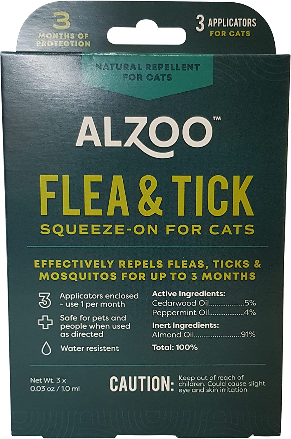 ALZOO Flea & Tick Repellent Squeeze-On for Cats - Pack of 3
