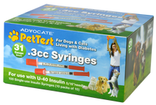 Load image into Gallery viewer, PetTest U-40 Pet Insulin Syringes With Needles - Comfortable Thin 31 Gauge Needles - For Cats &amp; Dogs
