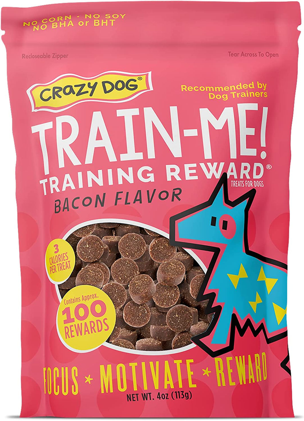 Crazy Dog Train-Me Training Rewards For Dogs, Bacon, 4-Ounce