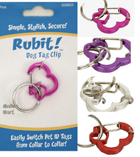 Load image into Gallery viewer, Rubit! Heart Shaped Aluminum Dog Tag Clip Small
