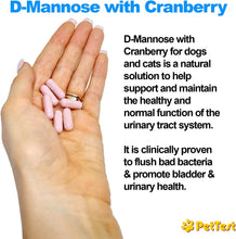 Load image into Gallery viewer, PetTest D Mannose with Cranberry for Dogs and Cats UTI Urinary Tract Support (60 count)
