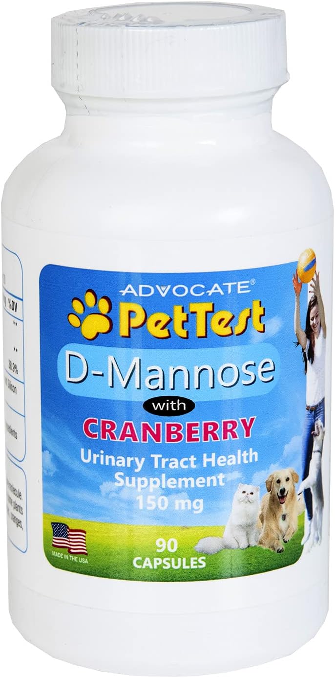 PetTest D Mannose with Cranberry for Dogs and Cats UTI Urinary Tract Support (60 count)