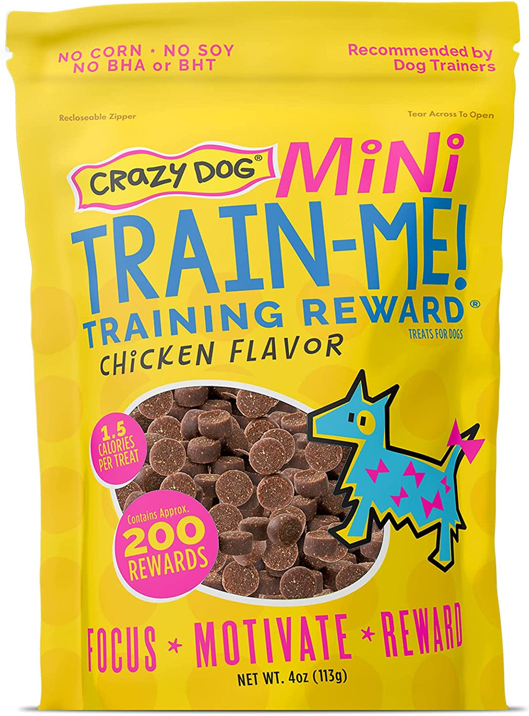 Crazy Dog Train-Me! Training Reward Mini Dog Treats Chicken 4 oz