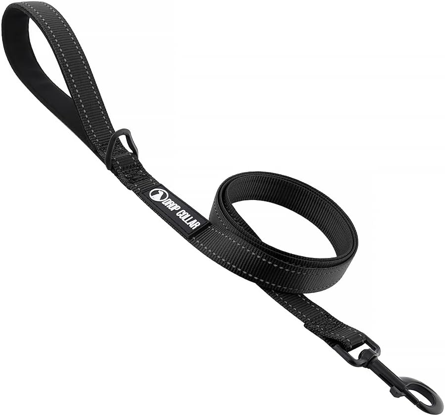 Drop Collar Reflective Nylon Leash with Sleek D-Ring for Accessories & Soft Padded Gel Handle for Comfort (Long)