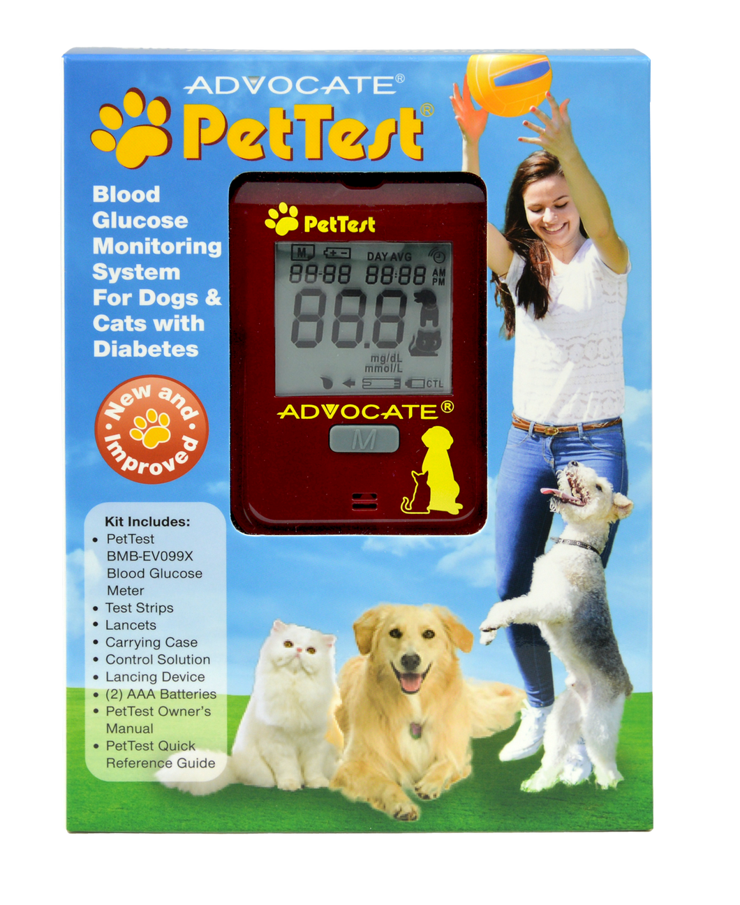 PetTest Glucose Monitoring System - Blood Sugar Check Kit for Dogs & Cats