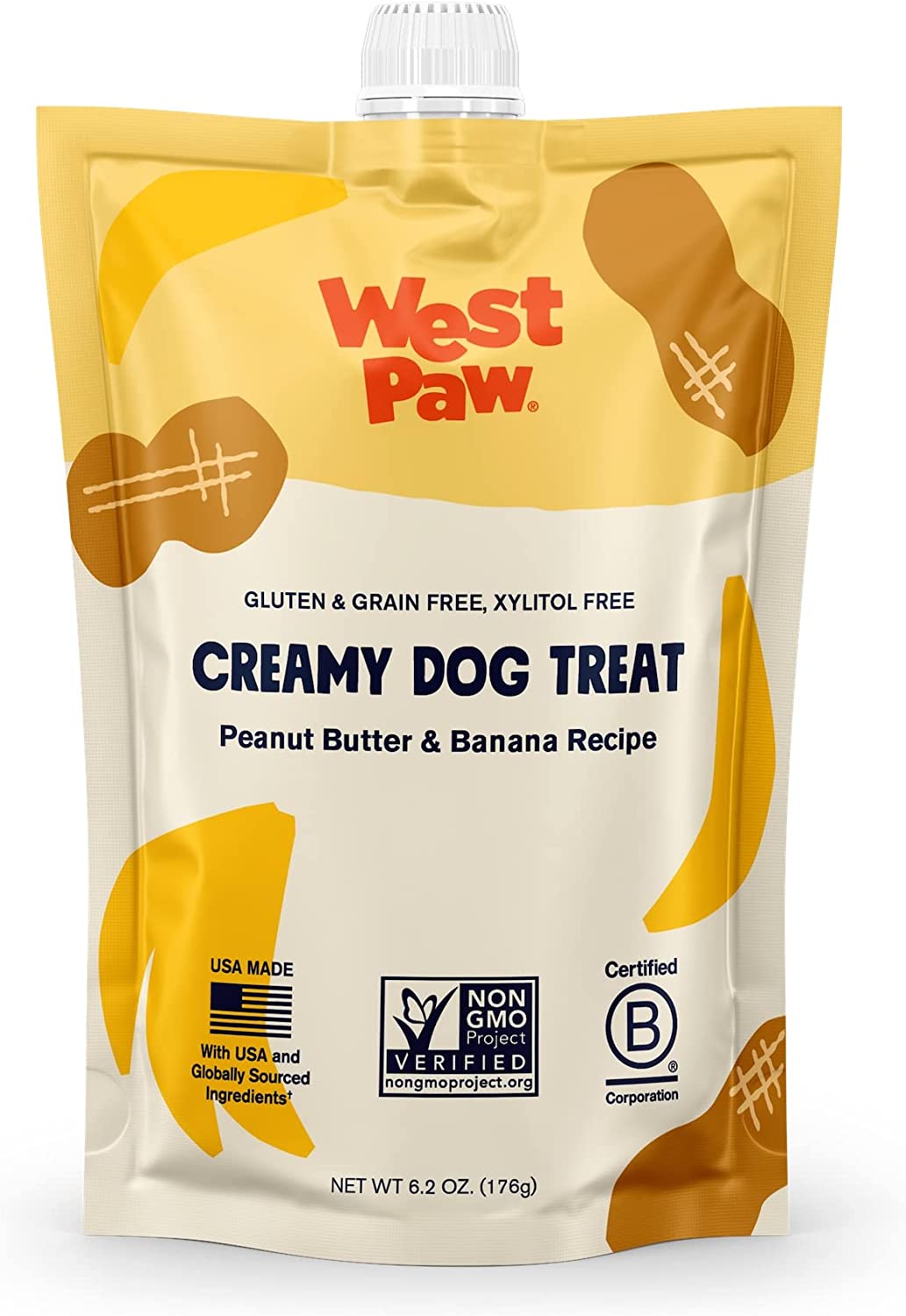 West Paw Creamy Treats Peanut Butter & Banana 6.2 oz