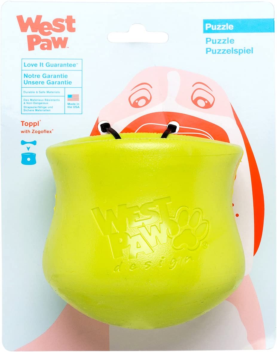West Paw Zogoflex Toppl Treat Dispensing Dog Toy Puzzle Large Green